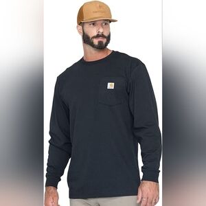 Carhartt Black Loose Fit Heavyweight Long-Sleeve Pocket T-Shirt